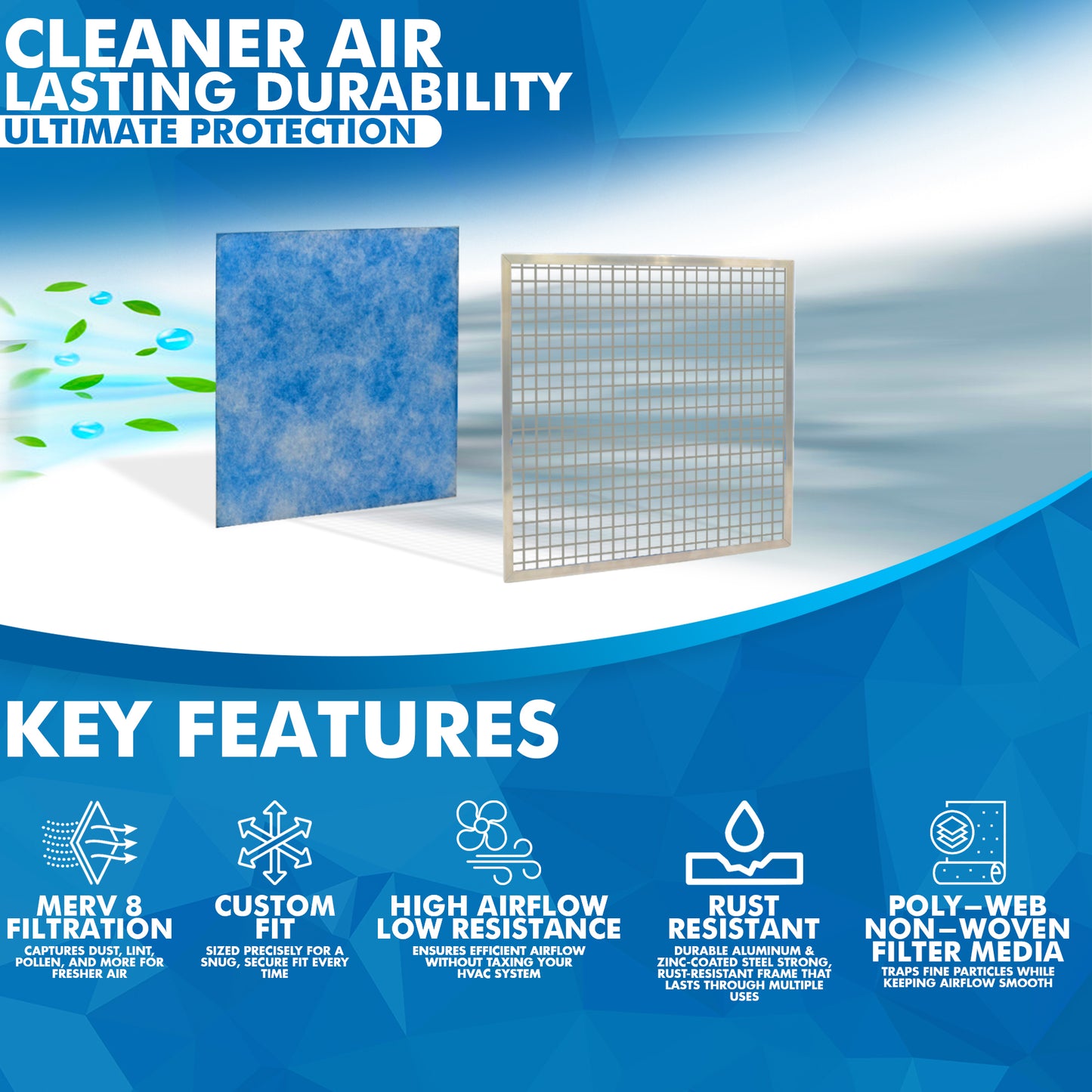EverFilter 1" MERV 8 Air Filter Media (1ct) w/ Reusable Filter Frame image 4